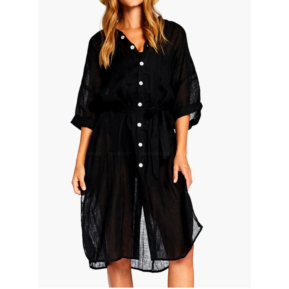 NWT VitaminA Black Lini Midi Coverup Size MEDIUM